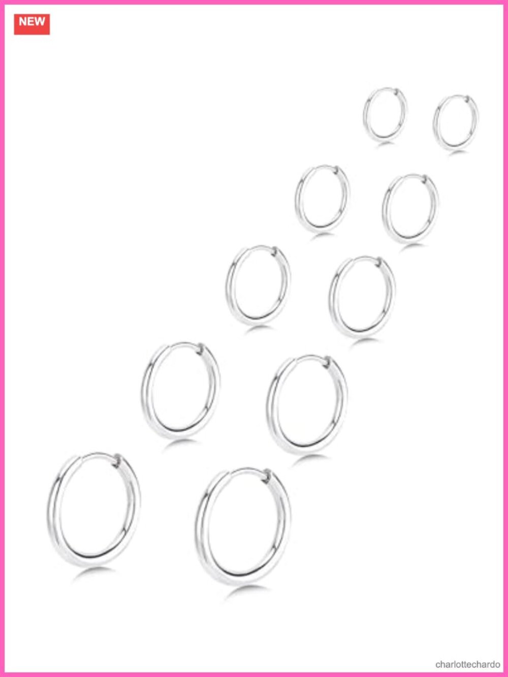 5 Pairs Stainless Steel Huggie Hoop Earrings Set for Women